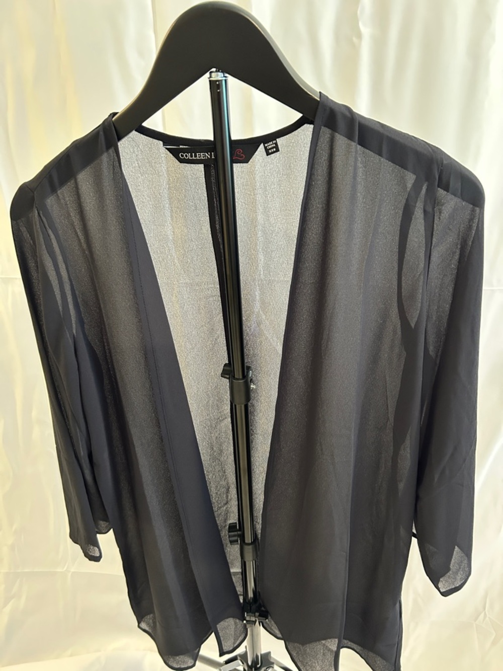Colleen Lopez Black Sheer Open-Front Top,